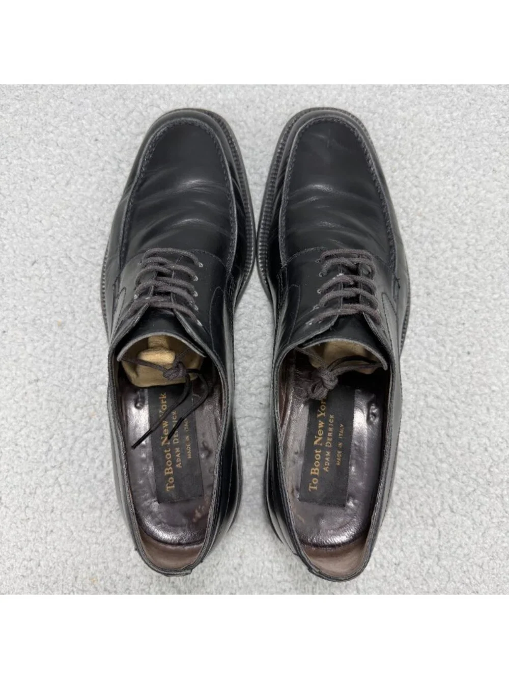 To Boot New York Shoe 9.5 Black Apron Toe Derby Dress Adam Derrick Made In Italy